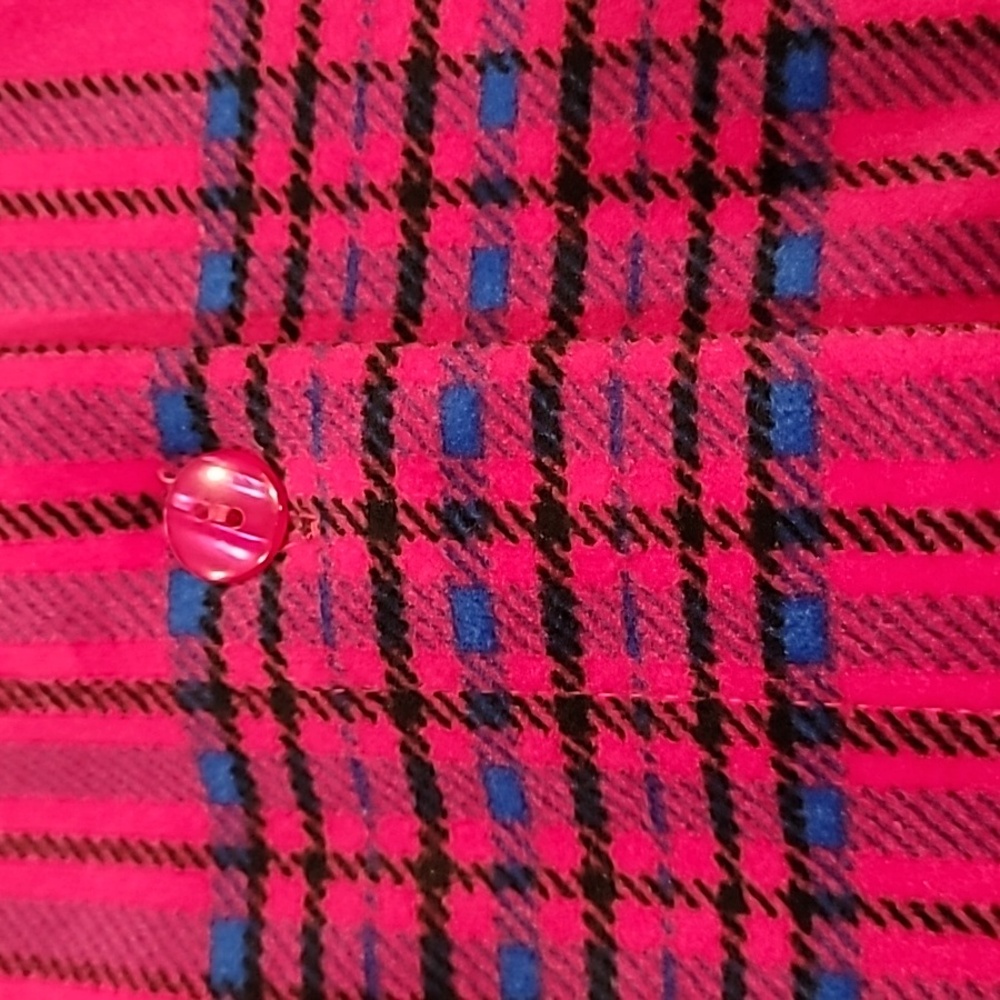 Denim 24/7 Velour Bold Plaid Shirt Pink Blue Medium - Picture 9 of 13